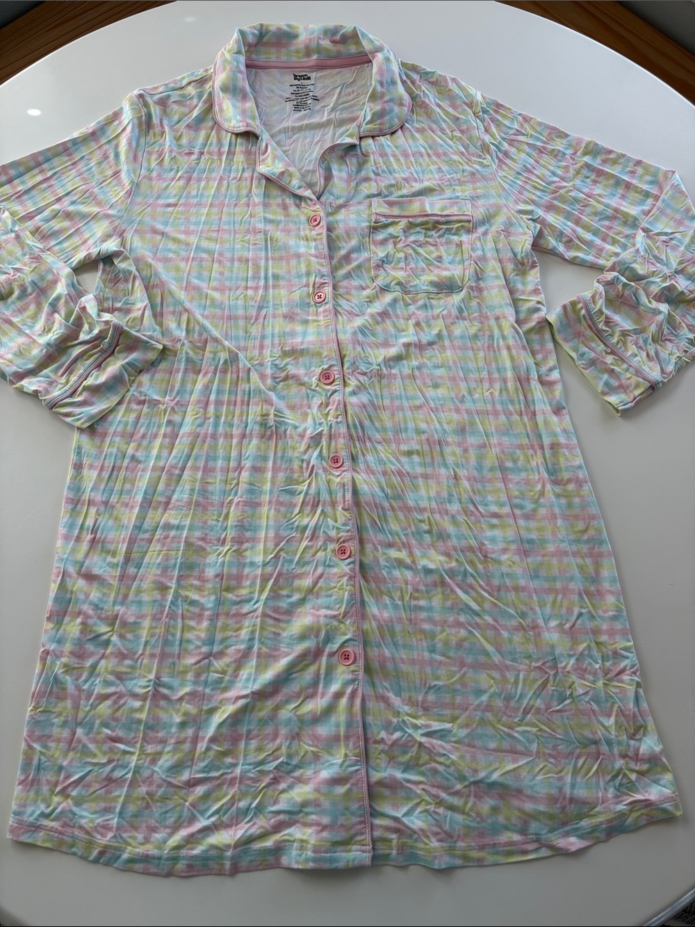 Dream Big Little Co. Spring Gingham Bamboo Sleep Button Shirt Gown